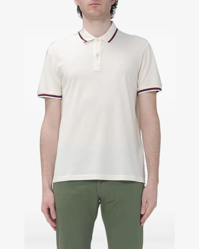 Brooksfield striped-trim polo shirt - Nude Nude