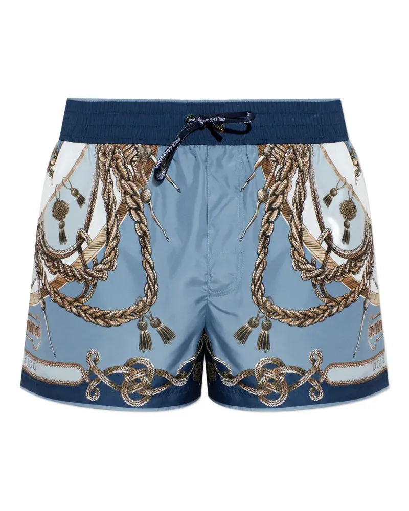 Dolce & Gabbana Badeshorts mit Seil-Print - Blau Blau