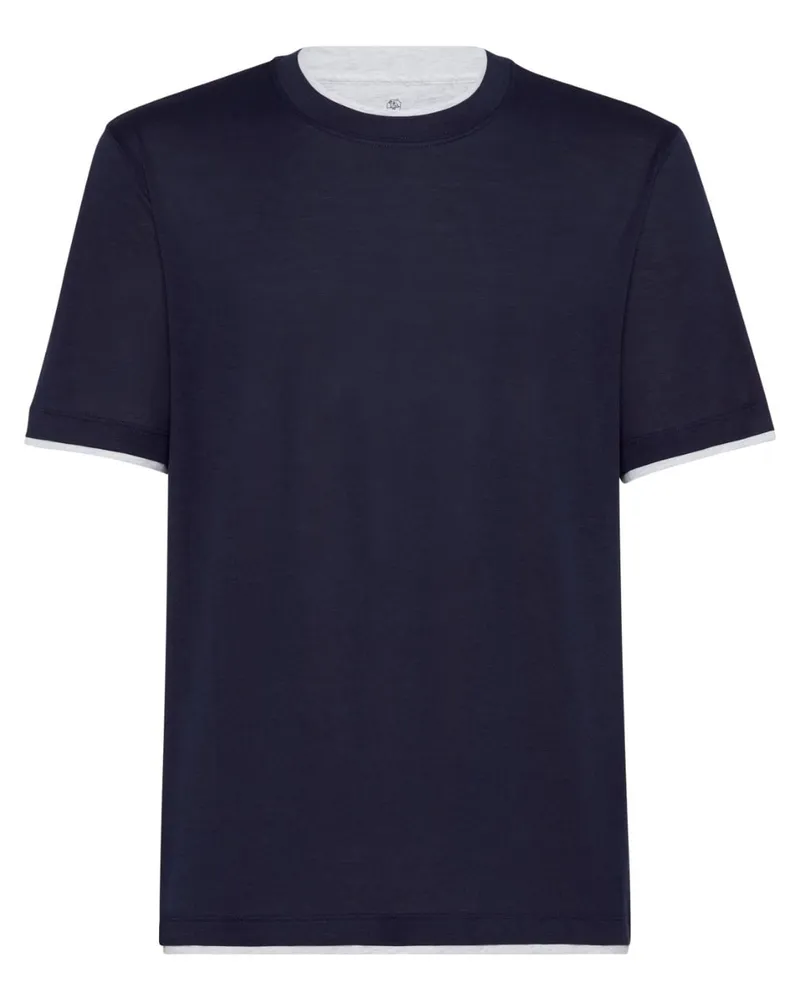 Brunello Cucinelli T-Shirt im Layering-Look - Blau Blau