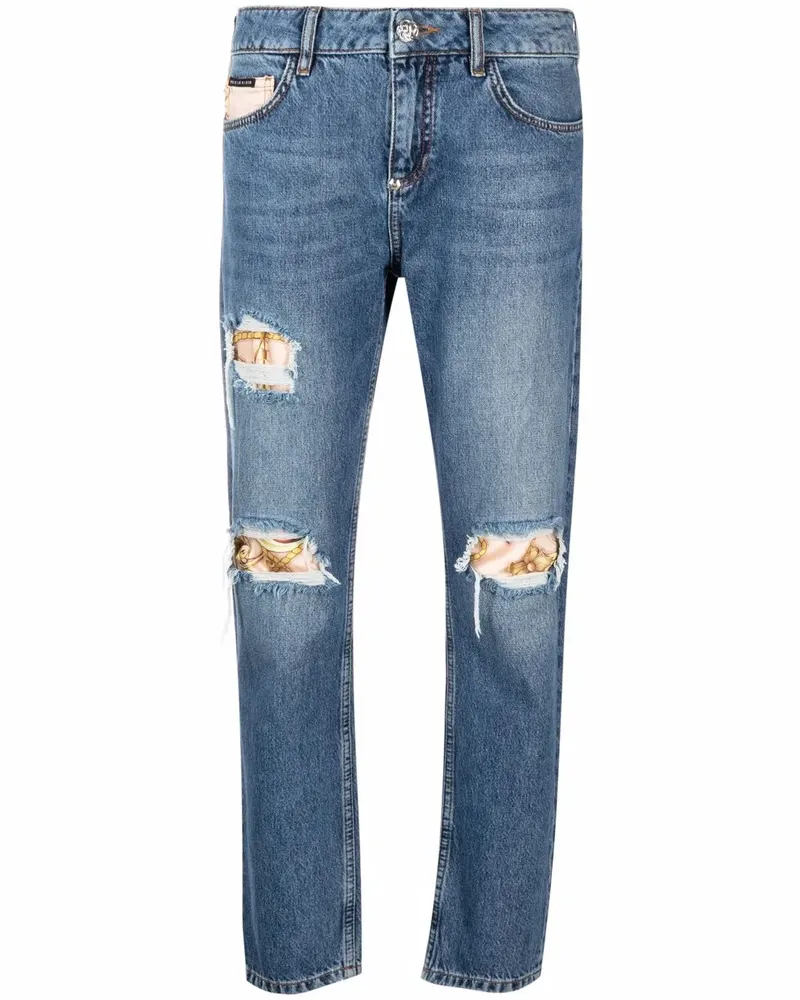 Philipp Plein Gerade Jeans mit New Baroque-Print - Blau Blau