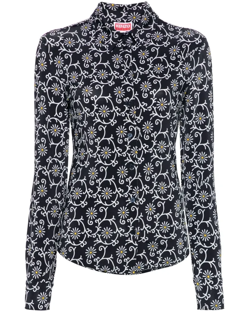 Kenzo Marguerite Hemd - Schwarz Schwarz