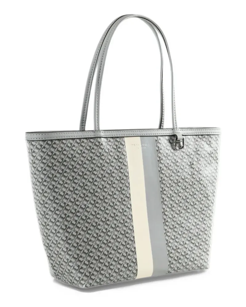Tory Burch monogram-print striped tote bag - Grau Grau