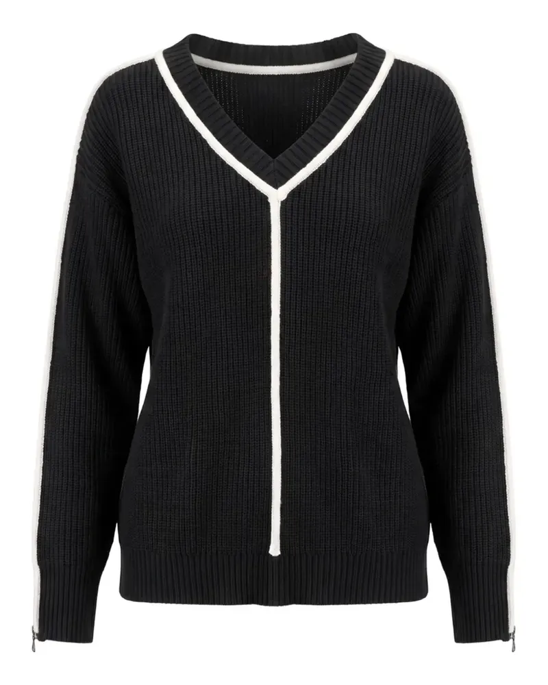 Patrizia Pepe ribbed-knit V-neck sweater - Schwarz Schwarz