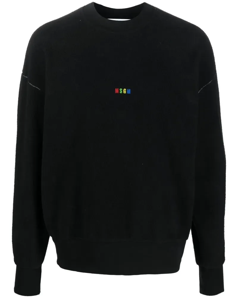 MSGM Fleece-Sweatshirt mit Logo - Schwarz Schwarz