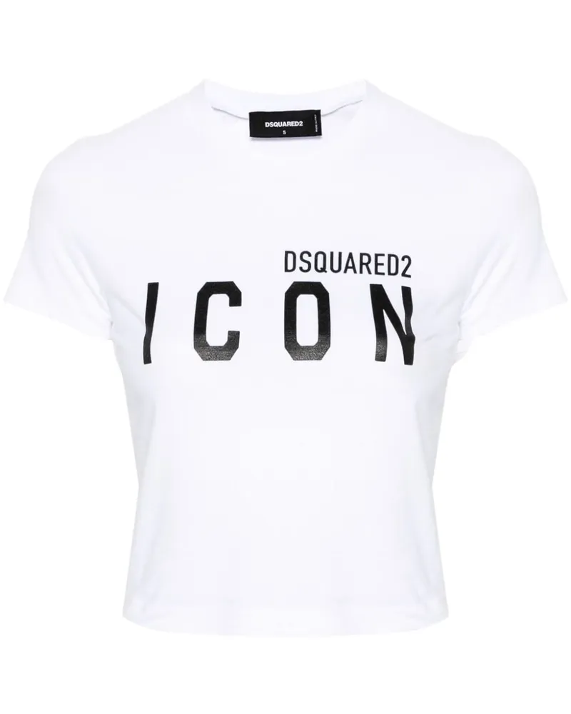 Dsquared2 Cropped-T-Shirt mit Logo-Print Weiß