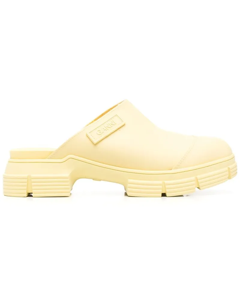 Ganni City Mules mit dicker Sohle - Gelb Gelb