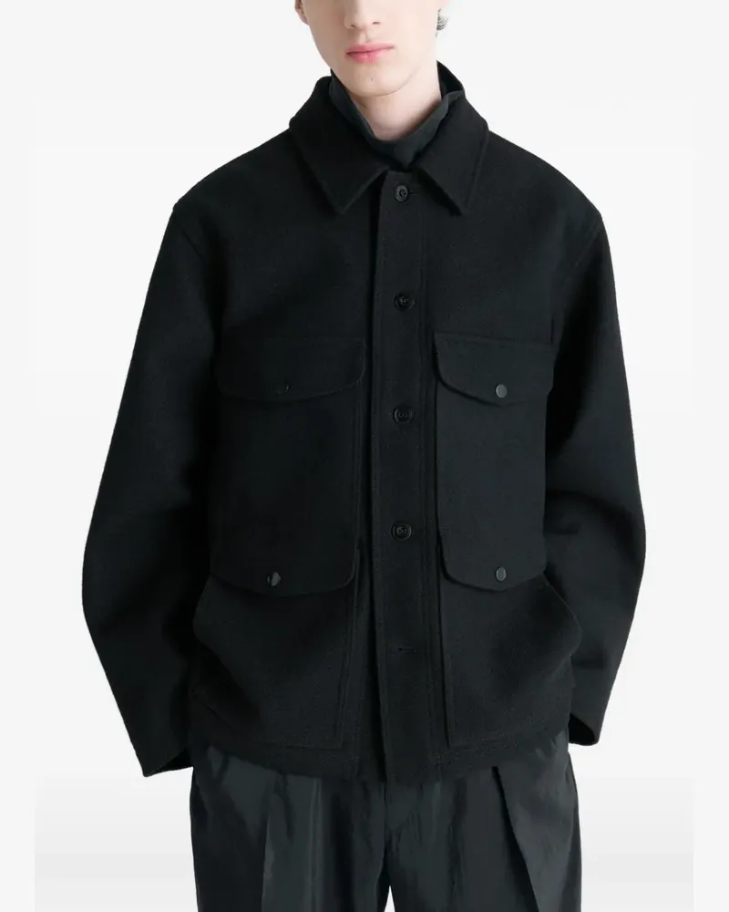 Christophe Lemaire Hemdjacke mit aufgesetzten Taschen - Schwarz Schwarz