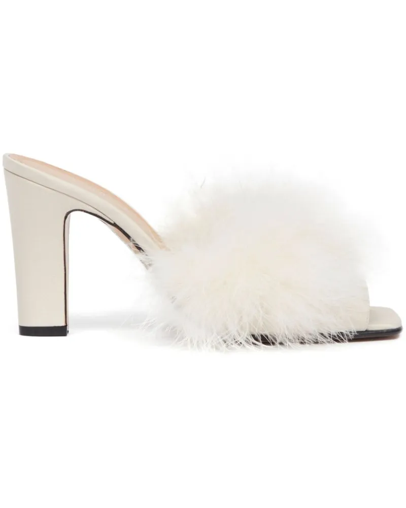 Maison Margiela Feather Mules aus Satin 90mm - Weiß Weiß