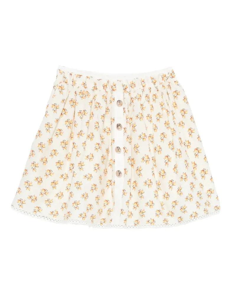 Maje A-Linien-Minirock mit Blumenknöpfen - Nude Nude