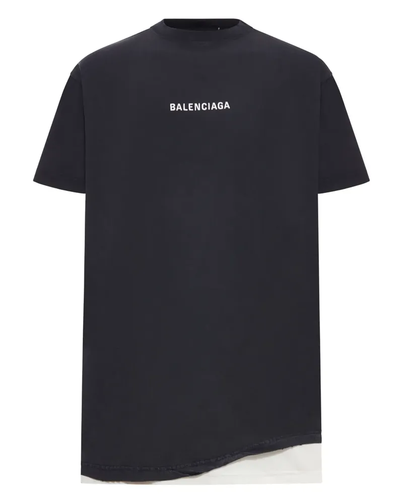 Balenciaga T-Shirt im Layering-Look - Schwarz Schwarz