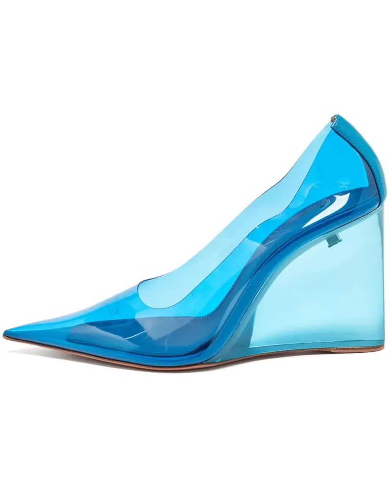 Amina Muaddi Transparente Wedge-Pumps 95mm - Blau Blau