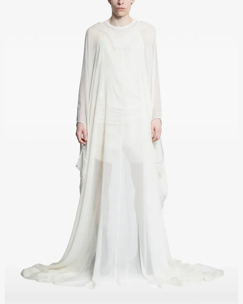 Rick Owens Hollywood Kaftan mit Kapuze aus Seidenchiffon - Weiß Weiß