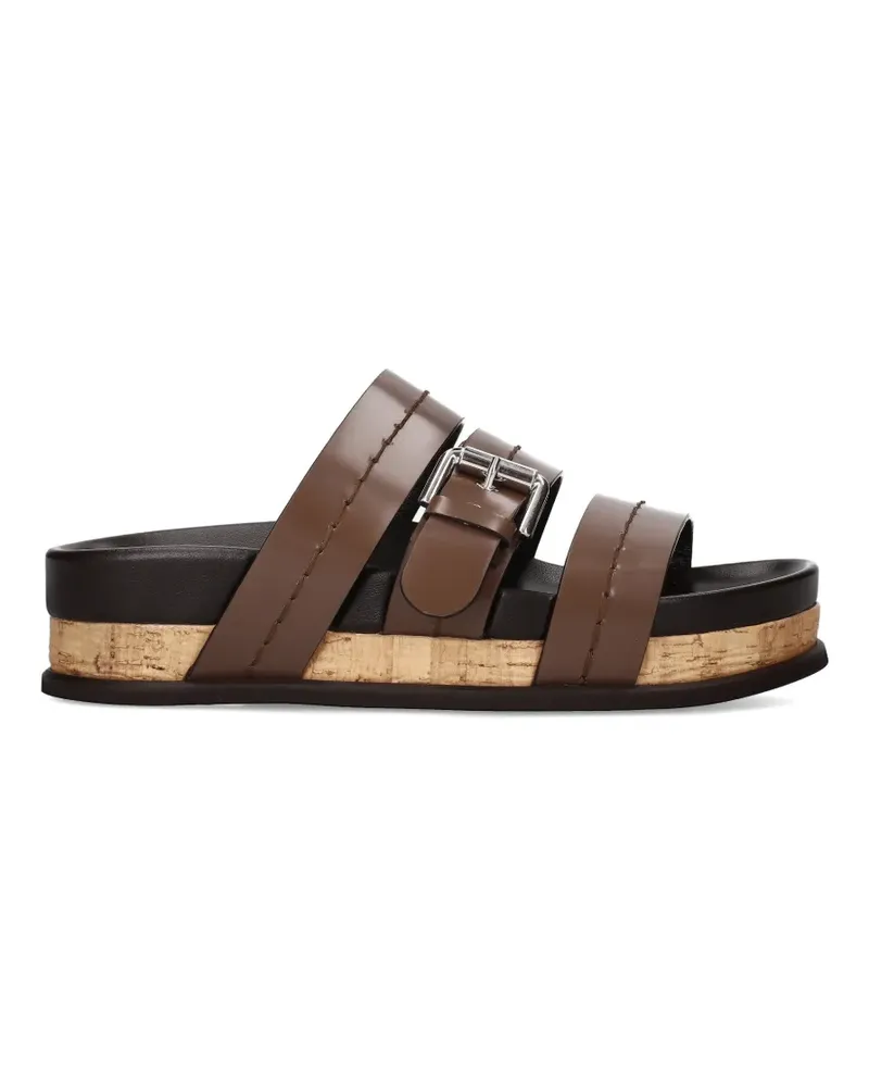 Premiata buckle leather flat sandals - Braun Braun
