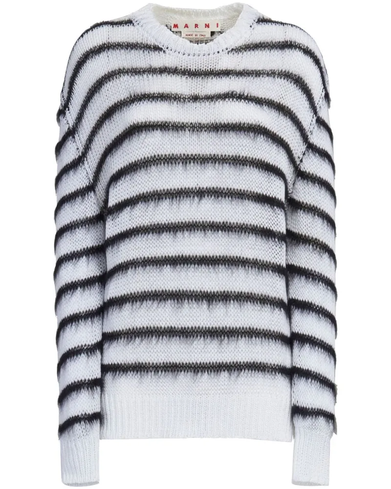 Marni Locker gestrickter Pullover mit Streifen - Weiß Weiß