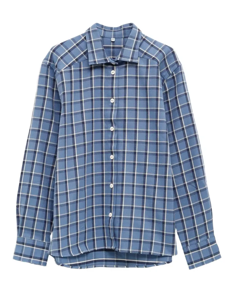 Baserange Kariertes Bent Hemd - Blau Blau