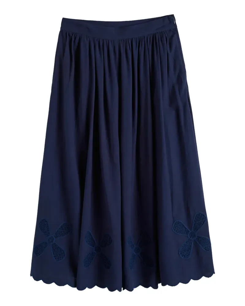 Chinti & Parker Midirock mit Lochstickerei - Blau Blau