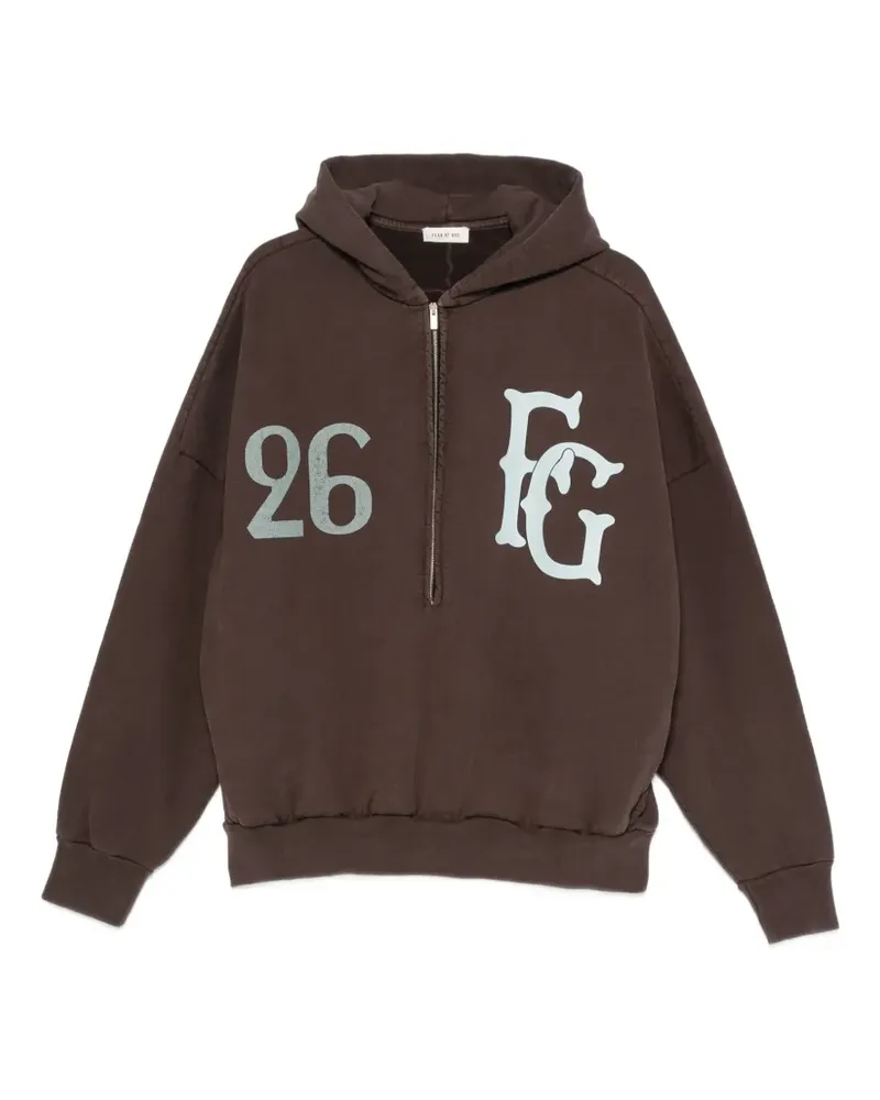 Fear of God logo-print half-zip hoodie - Braun Braun