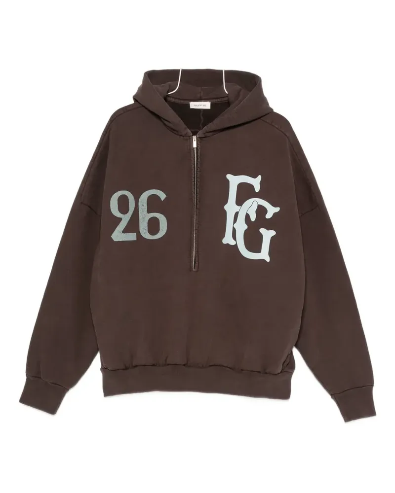 Fear of God logo-print half-zip hoodie - Braun Braun