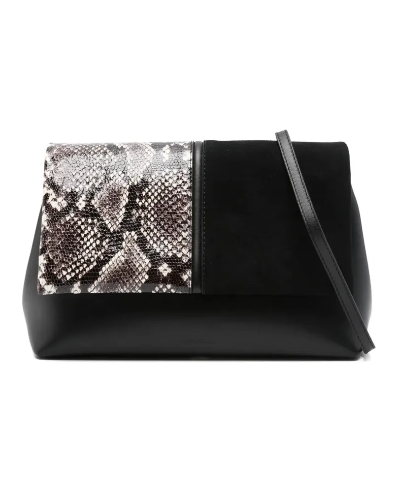 Manu Atelier The Fold snakeskin-pattern clutch bag - Schwarz Schwarz
