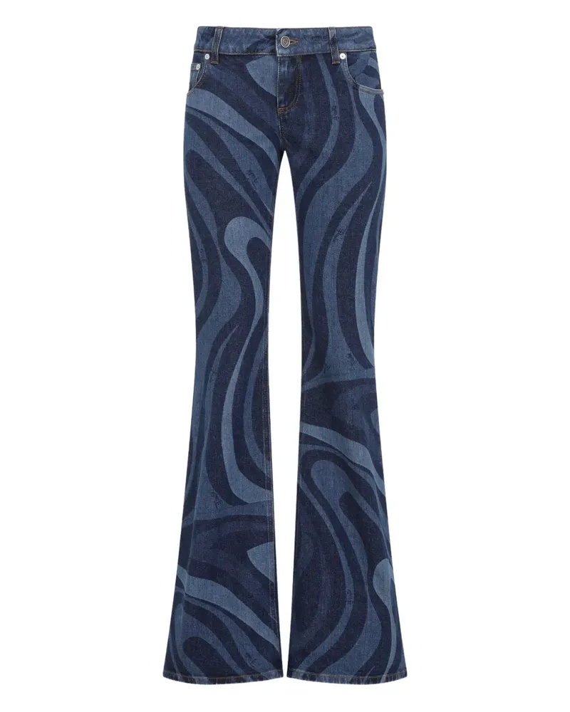 Emilio Pucci Schlagjeans mit Marmo-Print - Blau Blau