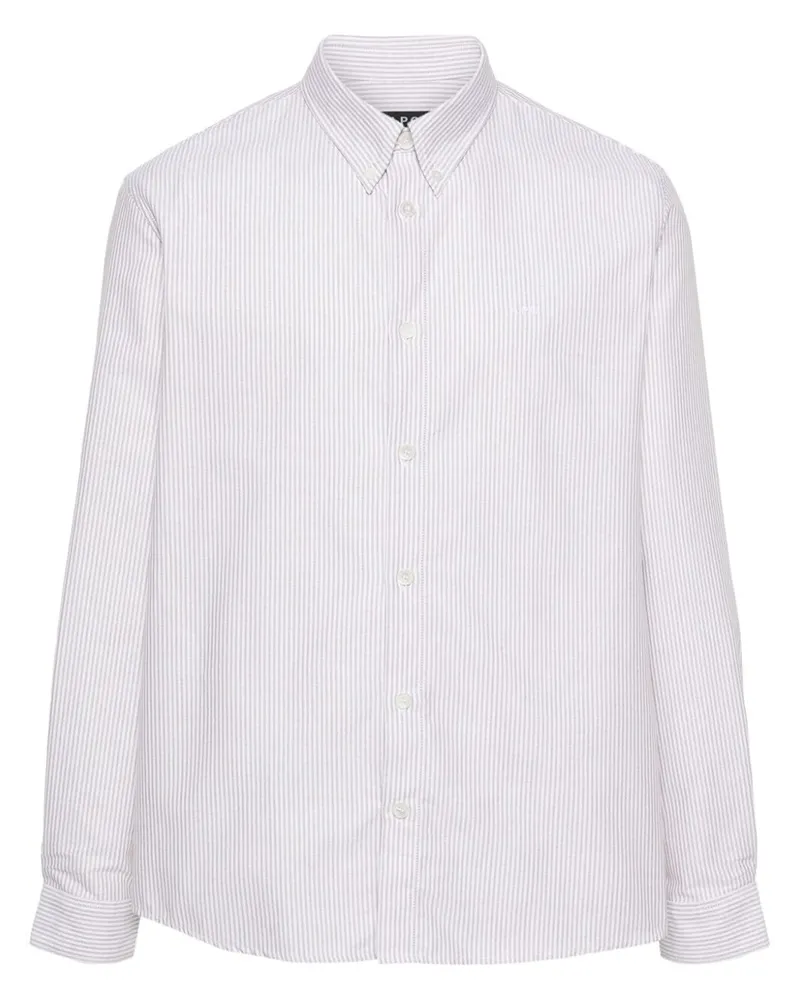 A.P.C. Gestreiftes Hemd mit Logo-Stickerei - Nude Nude