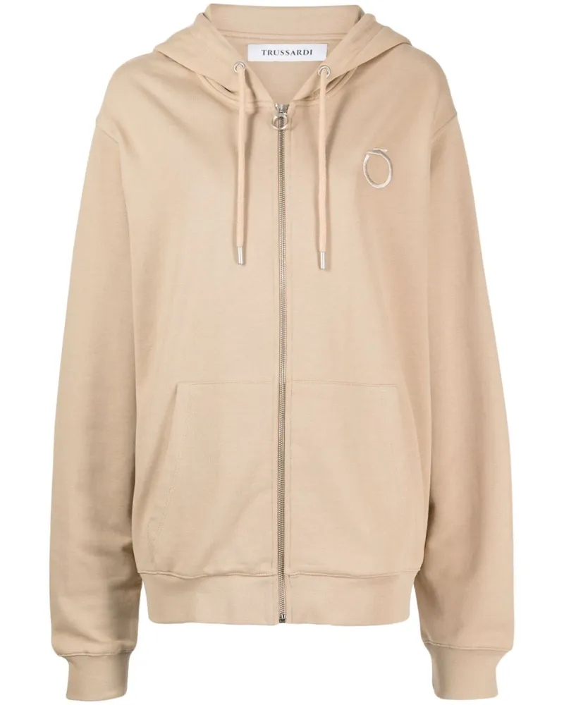 Trussardi Hoodie mit Monogramm-Stickerei Nude