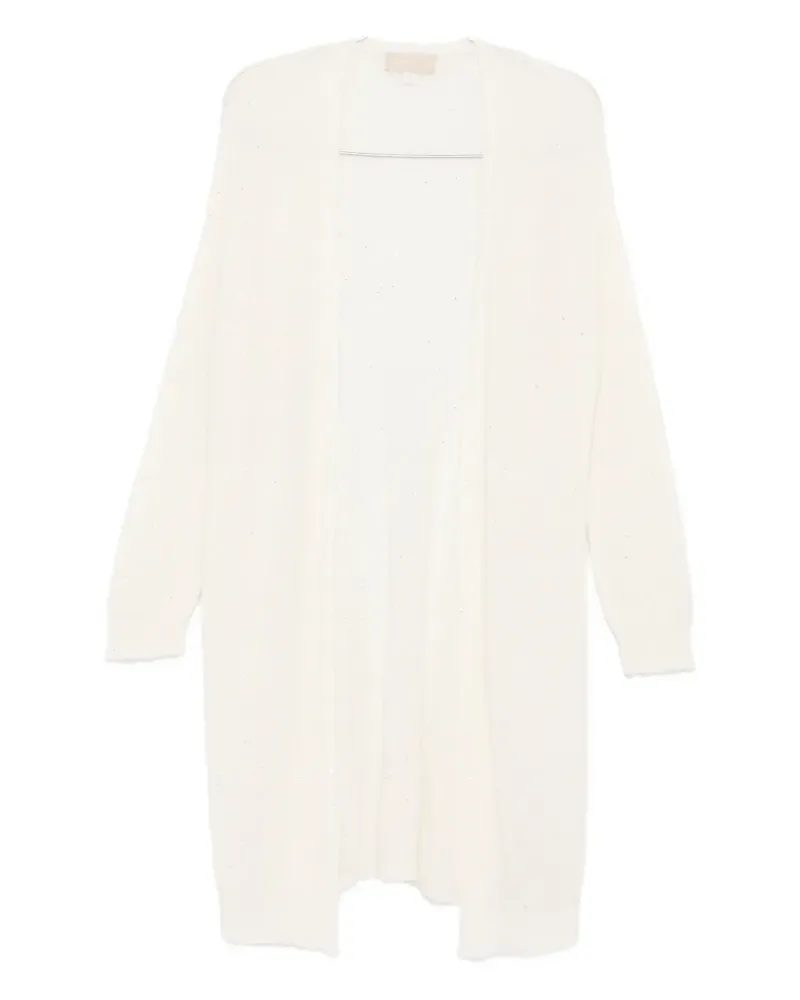 120% Lino linen long cardigan - Weiß Weiß