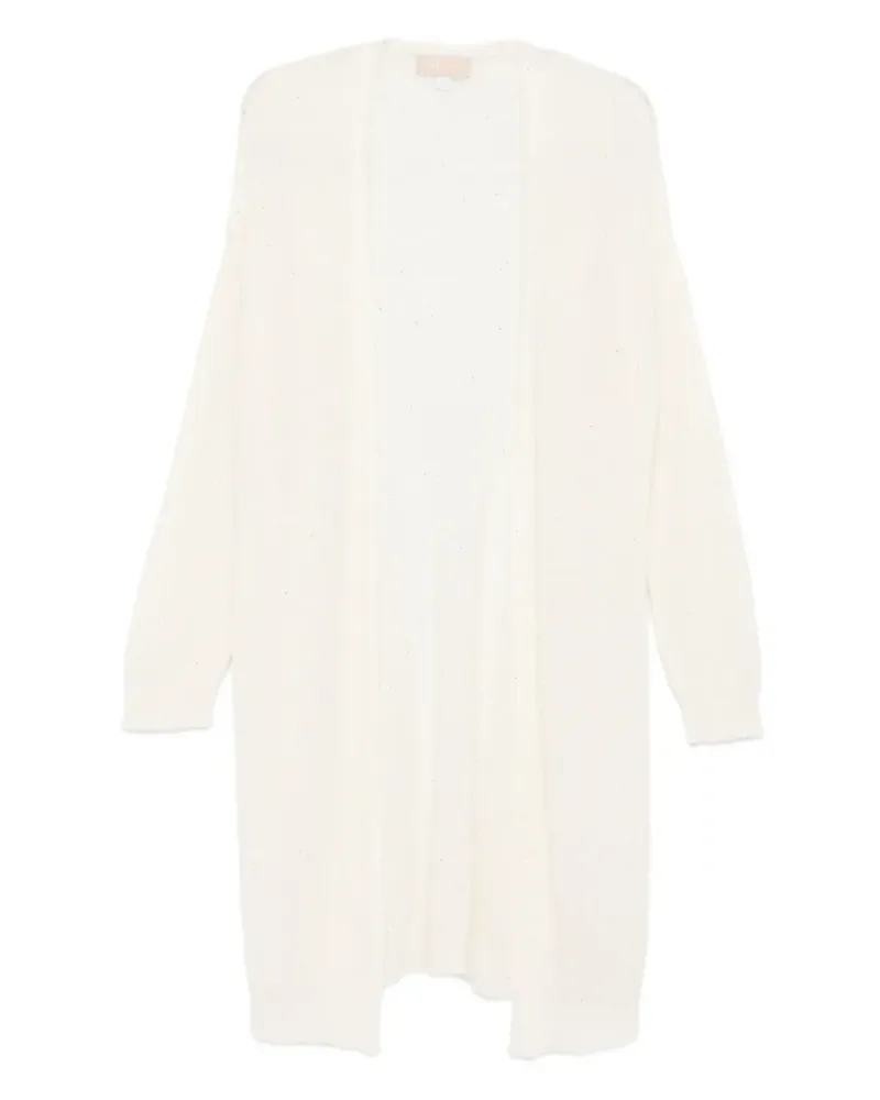 120% Lino linen long cardigan - Weiß Weiß
