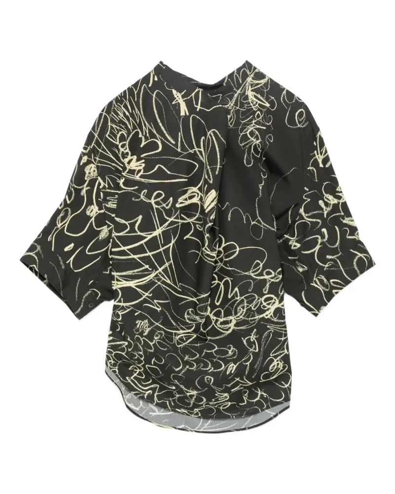 JNBY Kurzärmeliges Botanical Line Oberteil - Schwarz Schwarz