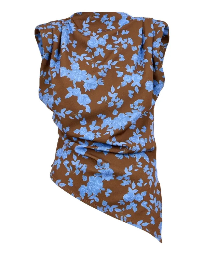 Clea Asymmetrisches Alyssa Oberteil mit Blumenprint - Braun Braun
