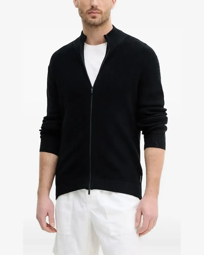 Armani Exchange Gerippter Cardigan - Schwarz Schwarz