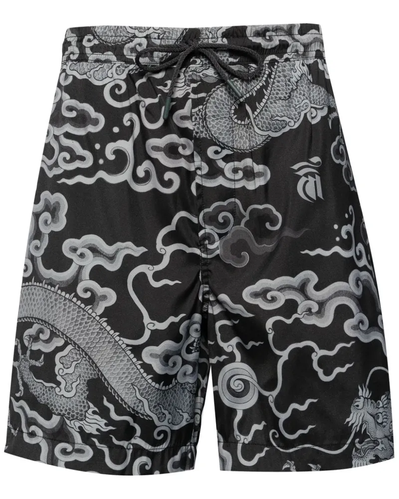 maharishi Badeshorts mit Cloud Dragon-Print - Schwarz Schwarz