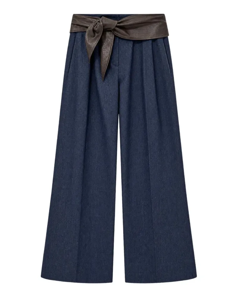 Emporio Armani Weite Hose aus Woll-Kaschmir-Flanell mit Bindebund - Grau Grau
