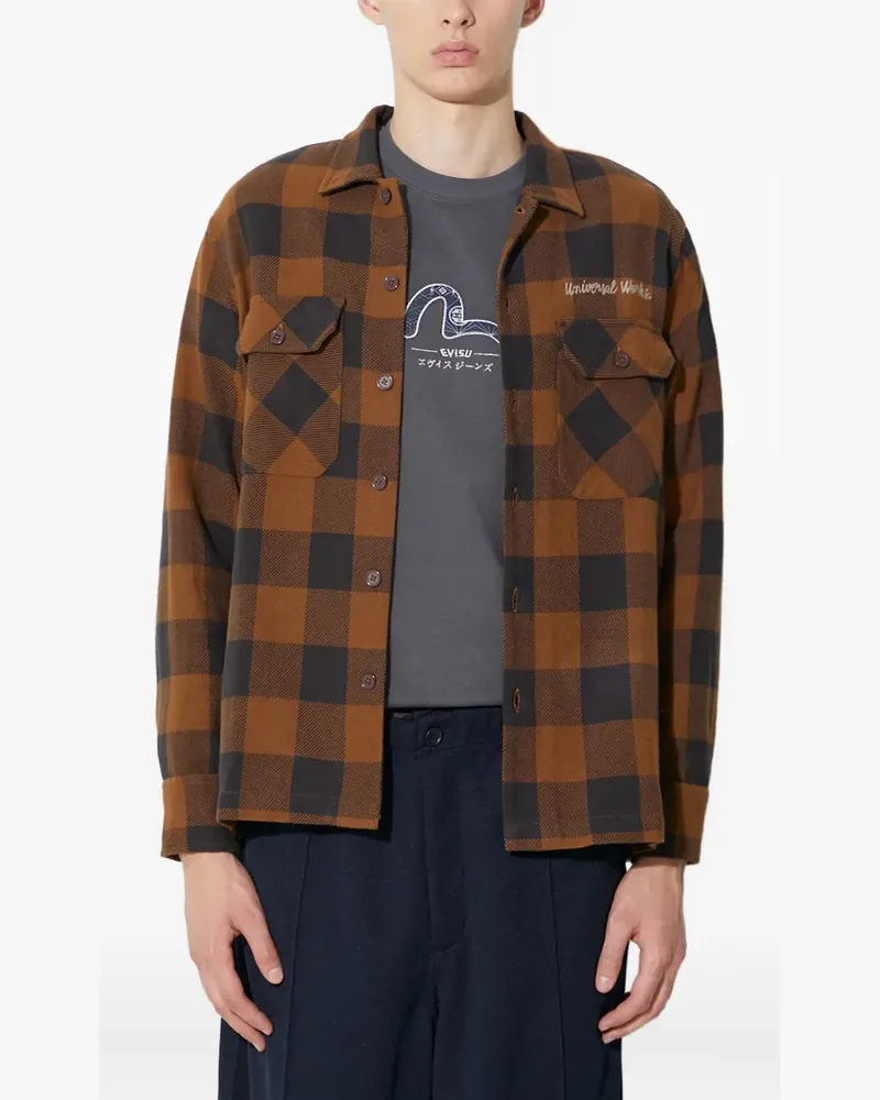 Universal Works checked pocket shirt - Braun Braun