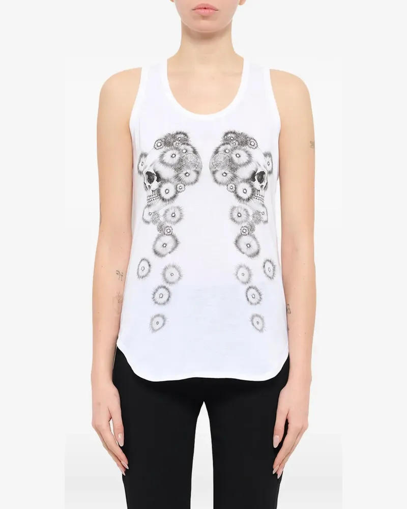 Alexander McQueen Pom Tanktop mit Totenkopf-Print - Weiß Weiß