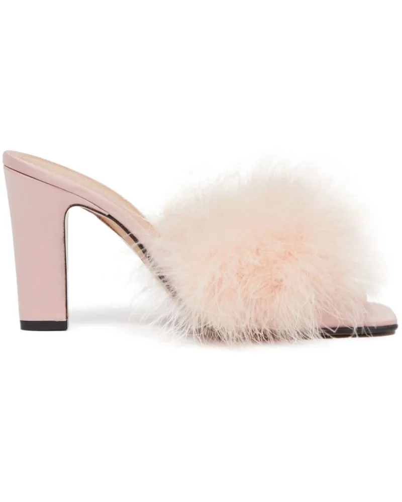 Maison Margiela Feather Mules aus Satin 90mm - Rosa Rosa