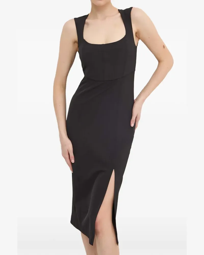 Patrizia Pepe scoop-neck slit midi dress - Schwarz Schwarz