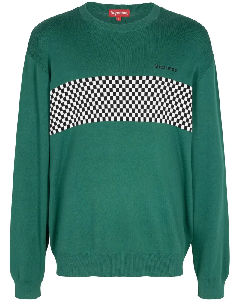 Supreme Being Rundhals-Sweatshirt mit kariertem Einsatz - Grün Grün