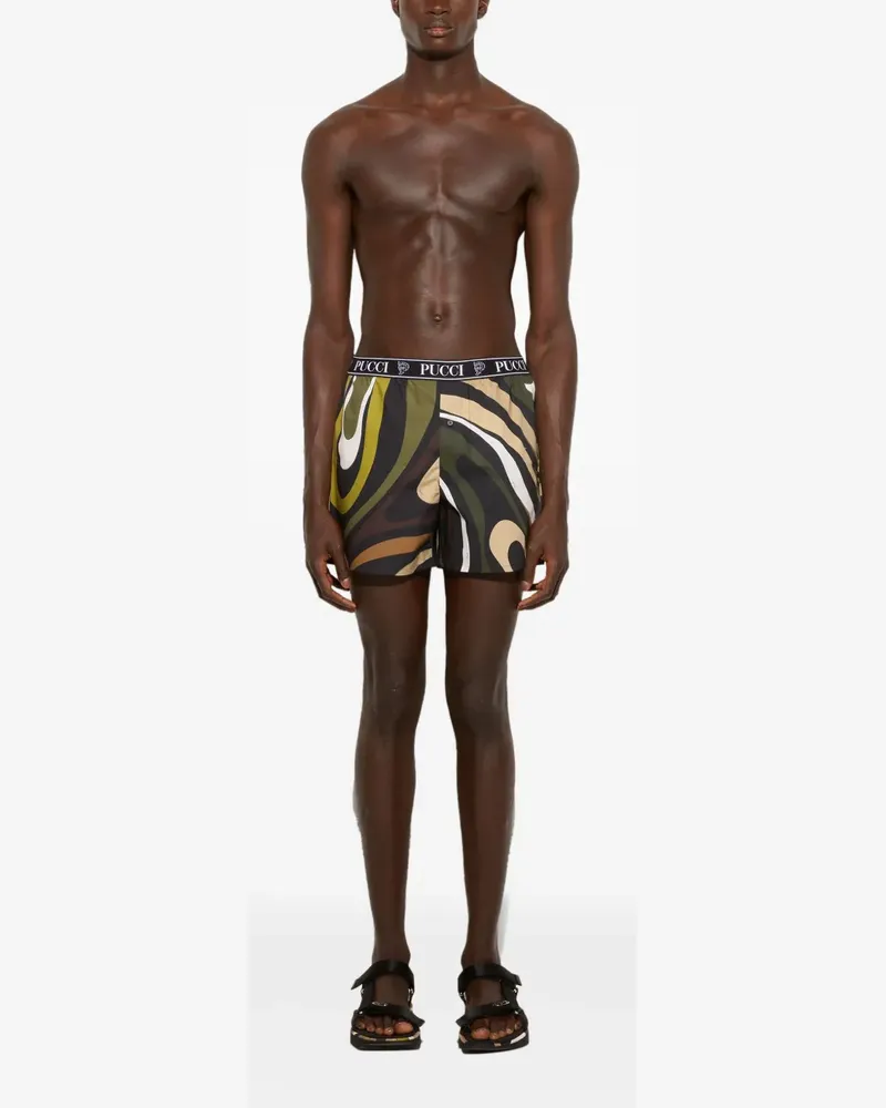 Emilio Pucci Popeline-Boxershorts mit Wirbel-Print - Schwarz Schwarz