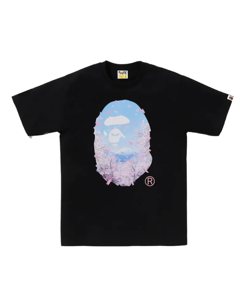 BAPE T-Shirt mit Blumenprint - Schwarz Schwarz