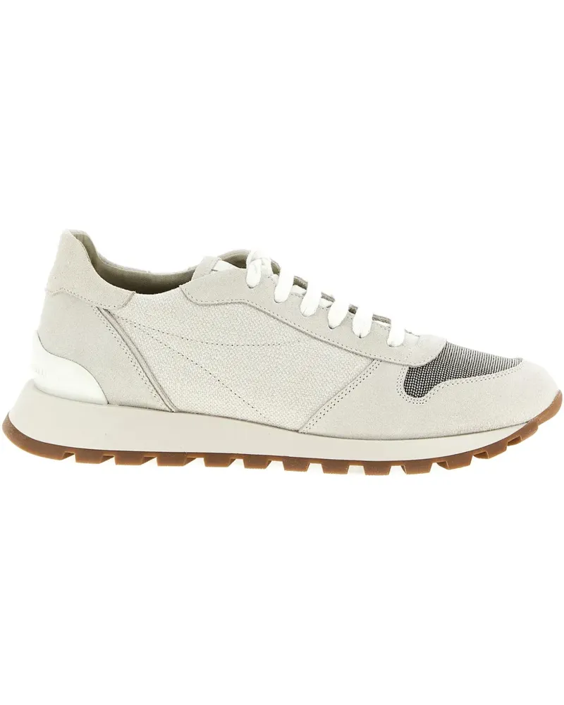 Brunello Cucinelli suede appliqué sneakers - Nude Nude