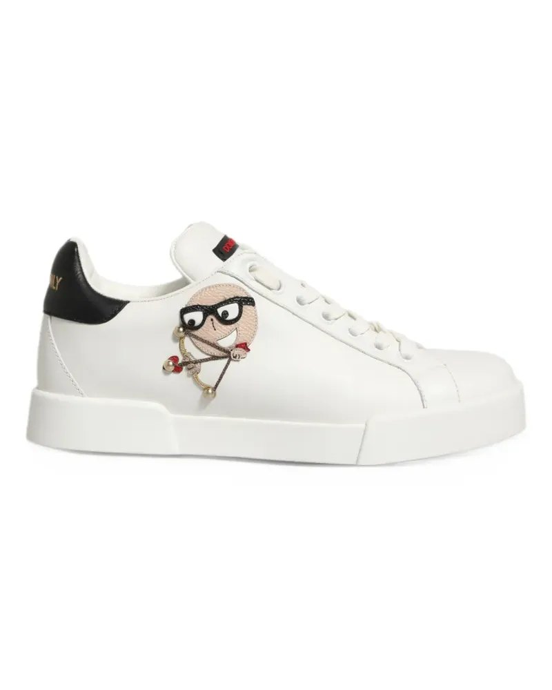 Dolce & Gabbana Portofino Sneakers mit Logo-Patch - Weiß Weiß