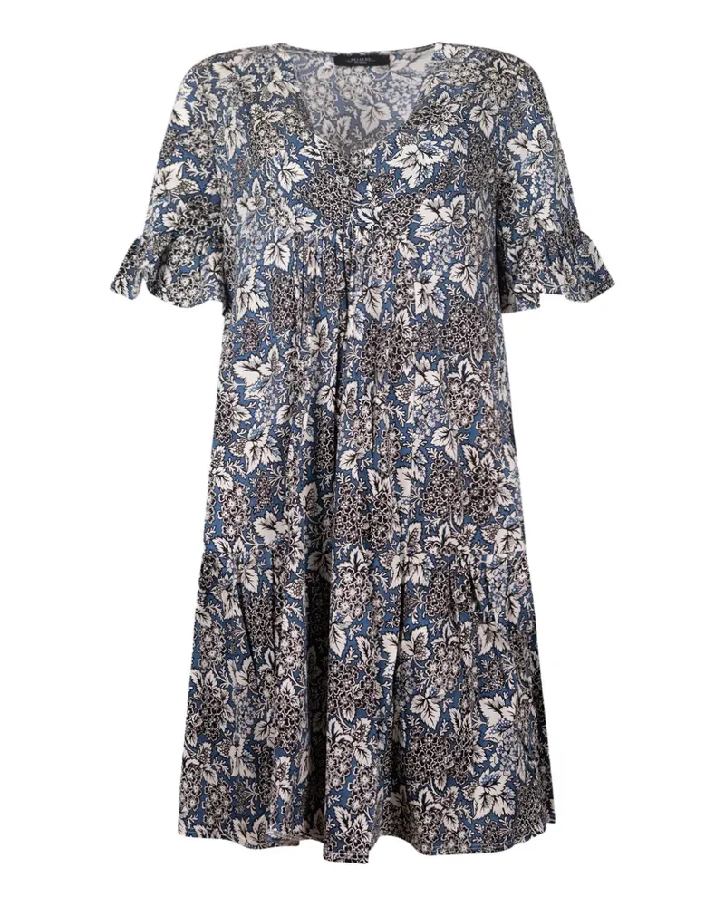 Max Mara floral-print tiered cotton midi dress - Blau Blau