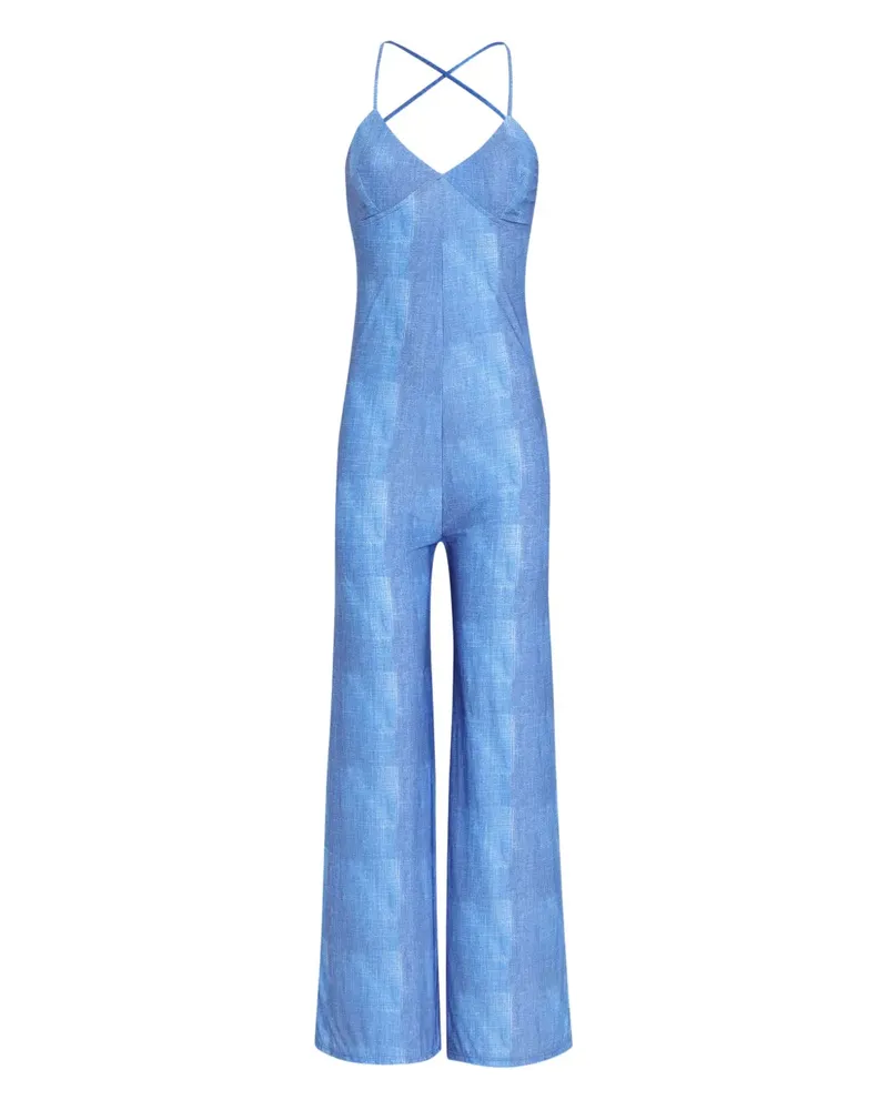 Amir Slama x Astrid Jumpsuit mit Karo-Print - Blau Blau