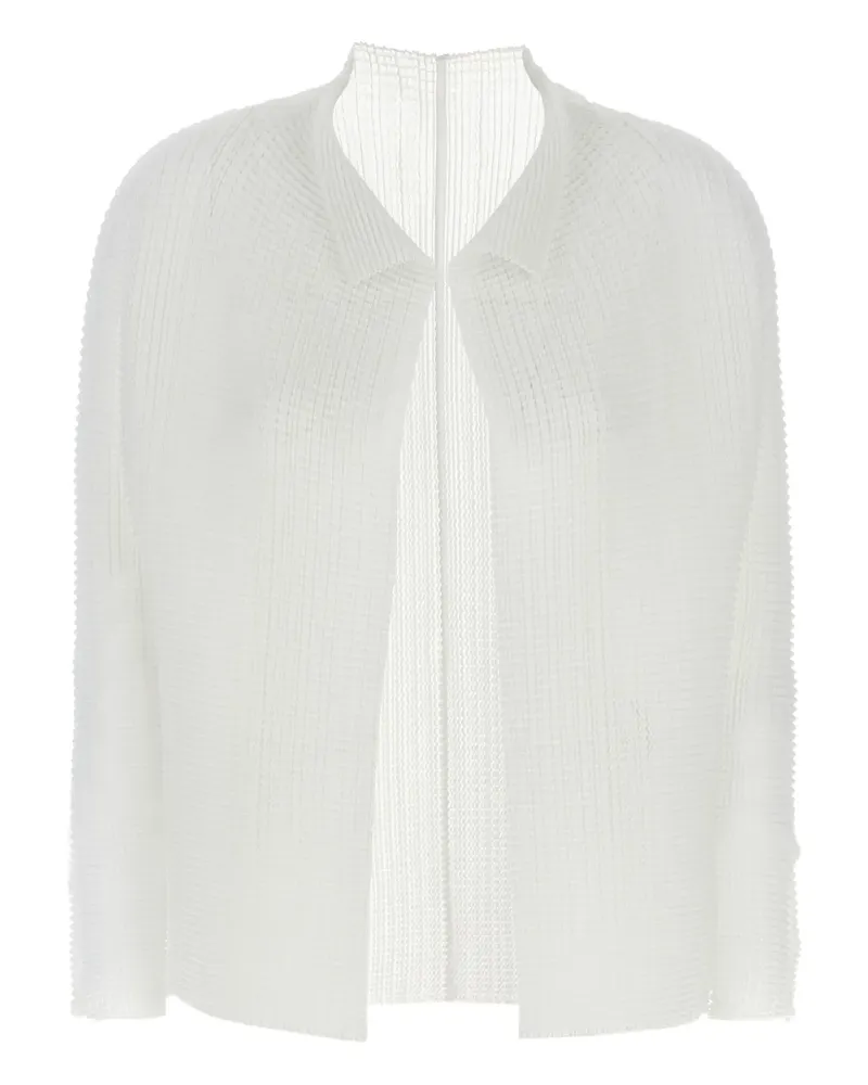Issey Miyake Wooly Pleats pleated long-sleeves cardigan - Weiß Weiß