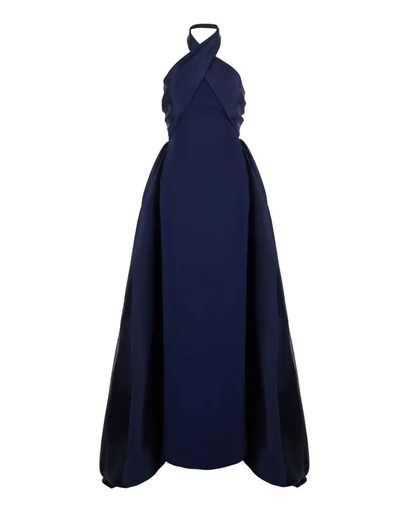 Solace London Neckholder-Maxikleid mit drapiertem Einsatz - Blau Blau