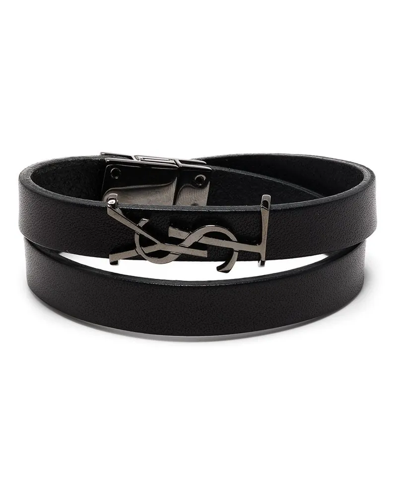Saint Laurent Armband mit Logo-Schild - Schwarz Schwarz