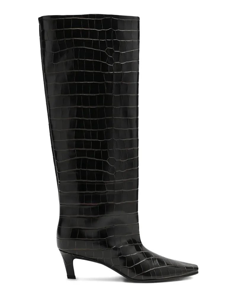 Totême croc-embossed knee-high boots - Braun Braun