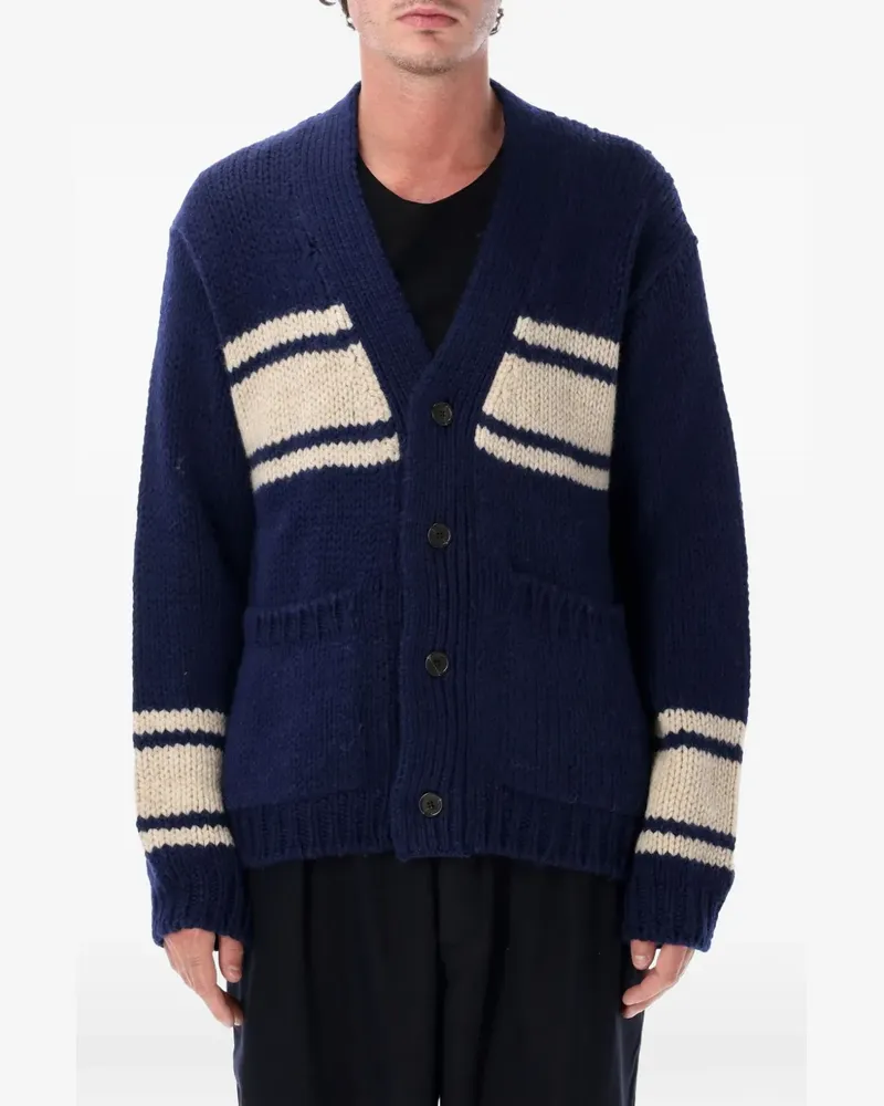 Universal Works Langdale Cardigan mit Streifen - Blau Blau