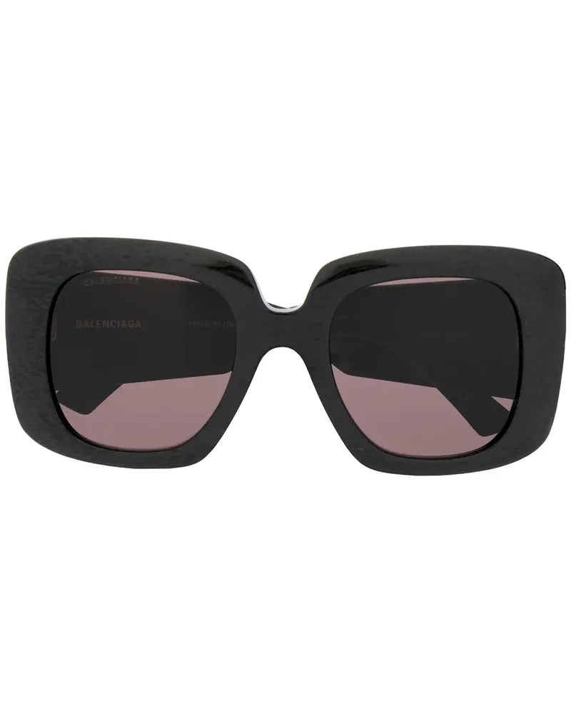 Balenciaga Eckige Sonnenbrille - Schwarz Schwarz
